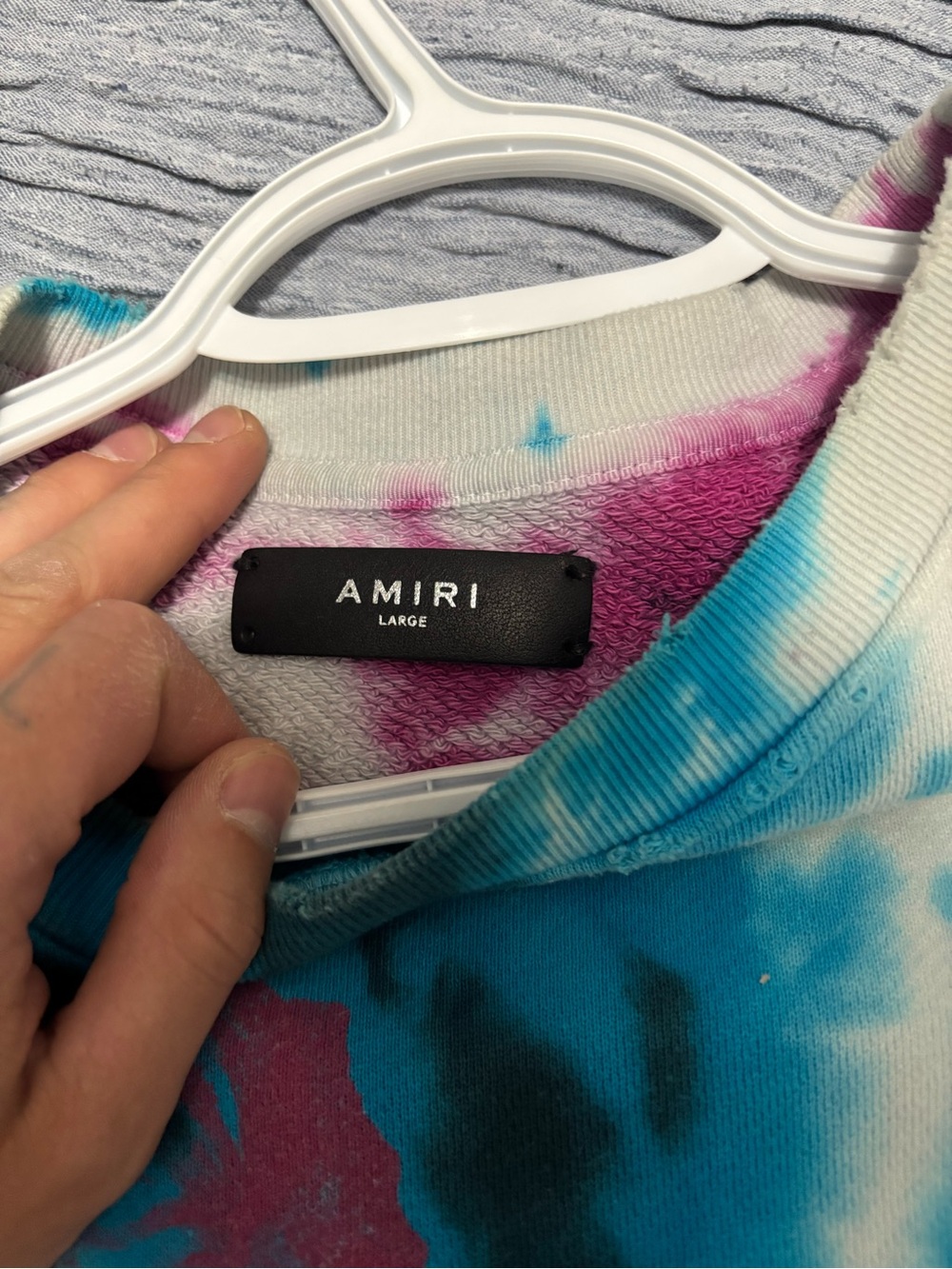 AMIRI Tie-Dye Crewneck Sweatshirt - Teal & Magenta - Picture 2 of 4